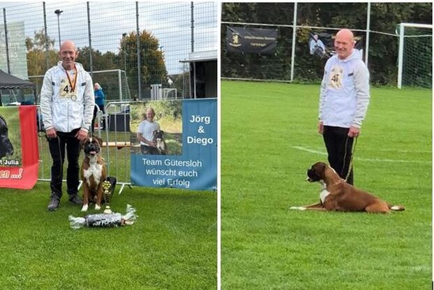 Jörg mit Diego auf der DM IPG 2025 in Frankfurt Ein spannendes Wochenende ist zu Ende. Jörg zeigte mit seinem Diego tolle Leistungen  (87 / 80 / 84 Punkte)